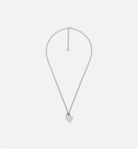 Dior Oblique Pendant Necklace Silver